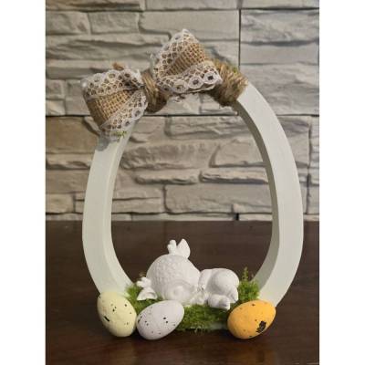 Osterdekoration - Ostereier mit Schleife und Baby Reh - Rentier -