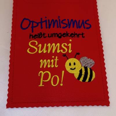 Sumsi Biene Optimismus Individuelle Impfpasshülle aus besticktem Kunstleder – Handmade  12 x 1