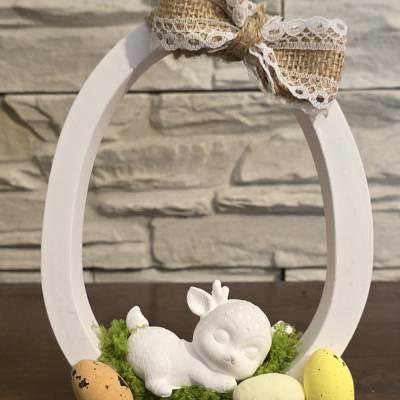 Osterdekoration - Ostereier mit Schleife und Baby Reh - Rentier -