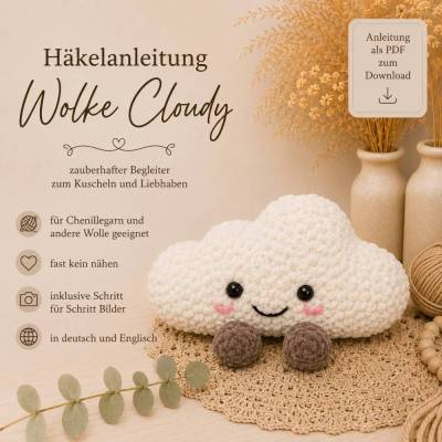 Häkelanleitung Amigurumi Wolke (ca. 17 cm) Kuscheltier PDF deutsch