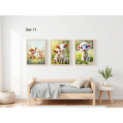 Bauernhof Poster Set Nr. 11/33 | 3er Set von DOPIXIO |  Tiere Kinderzimmer Deko | Digitaler Download 30x40