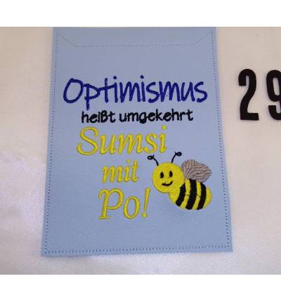 Sumsi Biene Optimismus Individuelle Impfpasshülle aus besticktem Kunstleder – Handmade  12 x 1