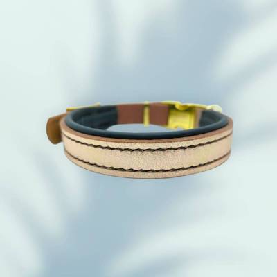 Hundehalsband aus Blankleder mit Schnalle verstellbar HU ca. 29 - 34 cm