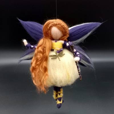 Libellenfee ADORA - Filzfee Elfe Prinzessin Schutzengel Amethyst Citrin Mobile Deko Schamanin Merino Geschenk