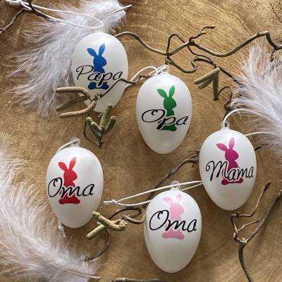Ostereier personalisiert mit Wunschname & Hase in Wunschfarbe – Einzigartige Osterdeko