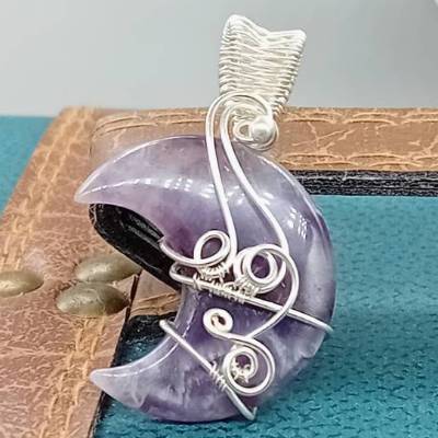 Anhänger Chevron Amethyst Mond in Sterlingsilber handgefertigt (02)