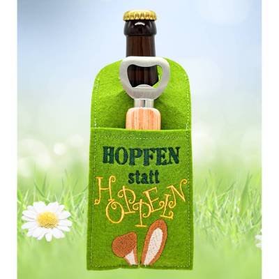 Stickdatei Ostern Flaschenöffner Tasche ITH – Biergeschenk für Stickrahmen 14x20