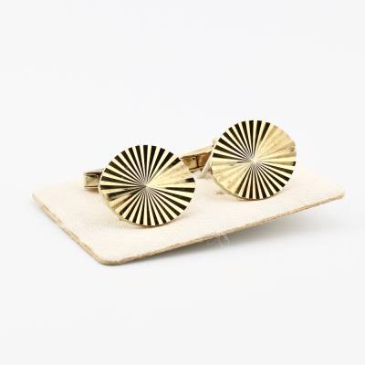 Festliche Ovale Manschettenknöpfe in Goldfarbe glänzend mit Einkerbungen Herrenschmuck für Hochzeit