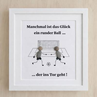Handgefertigtes Steinbild Fußball personalisiert – Unikat Geschenk für Fußballfans, STB-379