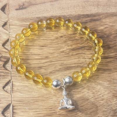 Handgefertigtes Citrin-Armband mit 925er Silber Buddha-Anhänger – Lebensfreude & Stil