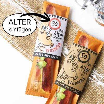 Witzige Druckvorlage Geburtstag: Bifi Wurst Banderole – PDF Mitbringsel zum Ausdrucken – Lustiges Kollegengeschenk & Last Minute DIY