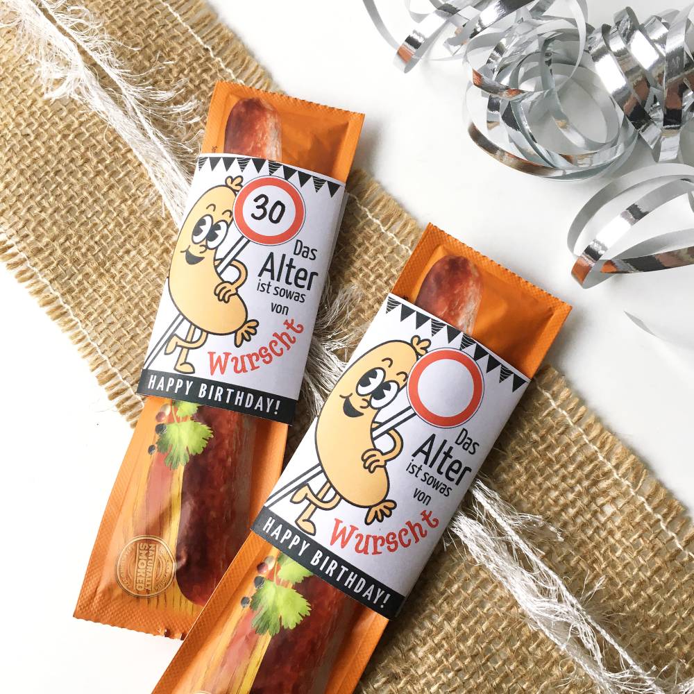 Witzige Druckvorlage Geburtstag: Bifi Wurst Banderole – PDF Mitbringsel zum Ausdrucken – Lustiges Kollegengeschenk & Last Minute DIY Bild 10