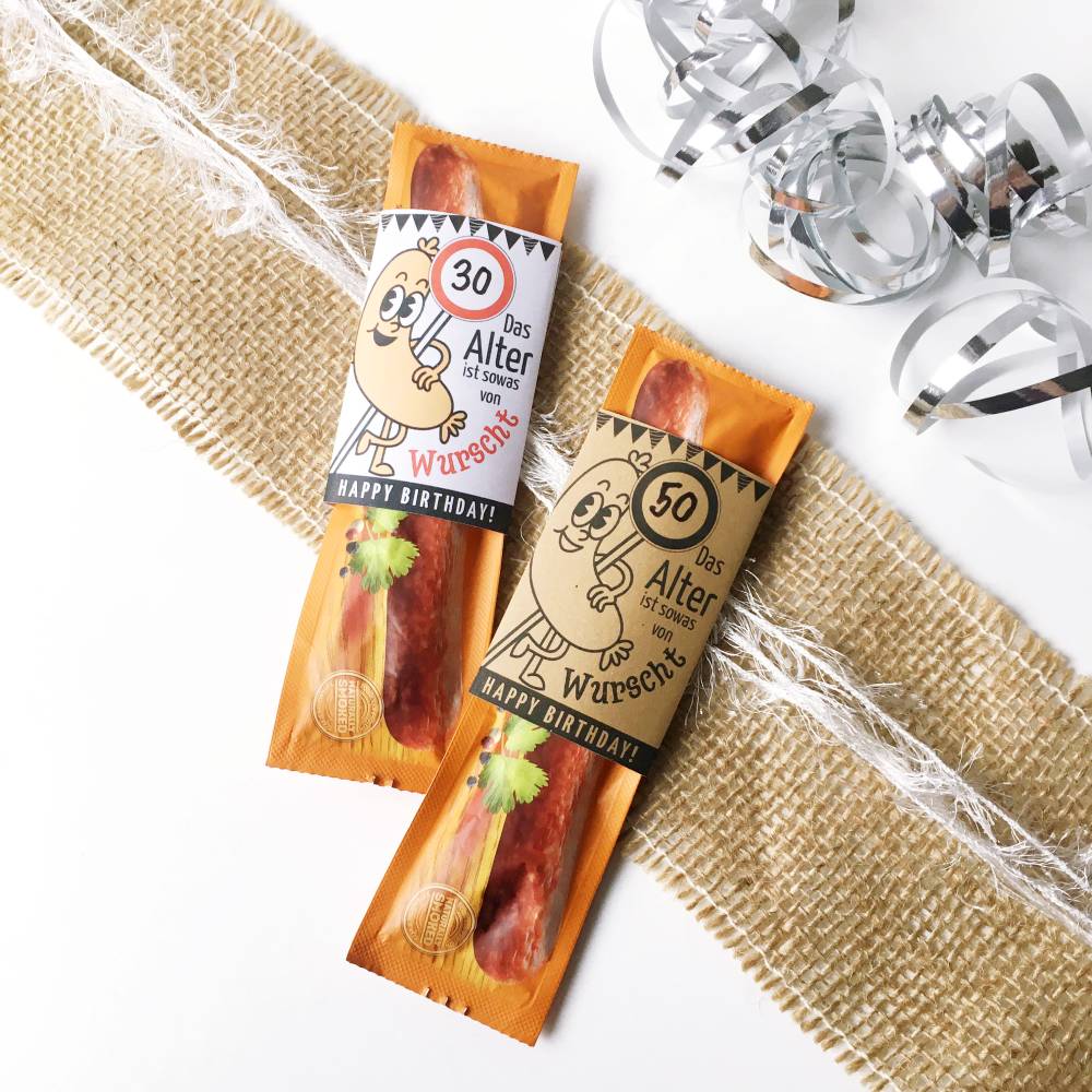 Witzige Druckvorlage Geburtstag: Bifi Wurst Banderole – PDF Mitbringsel zum Ausdrucken – Lustiges Kollegengeschenk & Last Minute DIY Bild 2