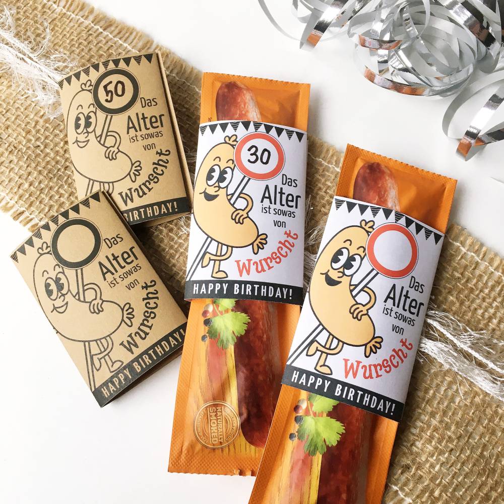 Witzige Druckvorlage Geburtstag: Bifi Wurst Banderole – PDF Mitbringsel zum Ausdrucken – Lustiges Kollegengeschenk & Last Minute DIY Bild 7