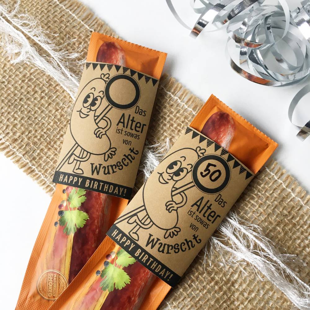 Witzige Druckvorlage Geburtstag: Bifi Wurst Banderole – PDF Mitbringsel zum Ausdrucken – Lustiges Kollegengeschenk & Last Minute DIY Bild 8