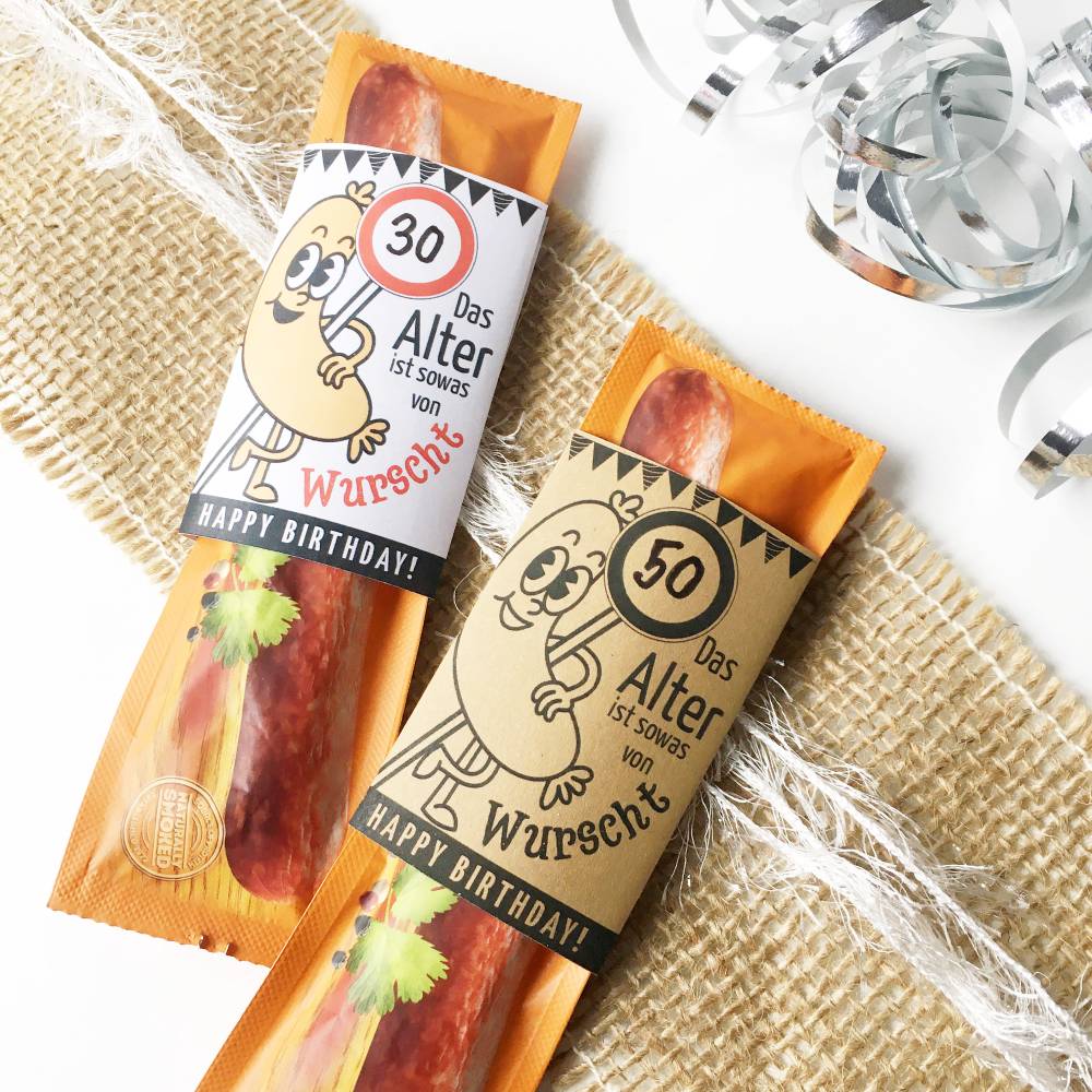 Witzige Druckvorlage Geburtstag: Bifi Wurst Banderole – PDF Mitbringsel zum Ausdrucken – Lustiges Kollegengeschenk & Last Minute DIY Bild 9