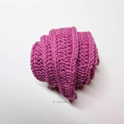 Handgestrickter Schal rosa, kurzer, schlanker, eleganter Schal, besonders weiche Wolle