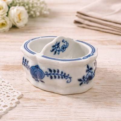 Vintage Salz- & Pfefferschälchen aus böhmischem Porzellan – Zwiebelmuster Blau