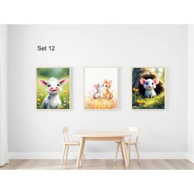 Bauernhof Poster Set Nr. 12/33 | 3er Set von DOPIXIO |  Tiere Kinderzimmer Deko | Digitaler Download 30x40