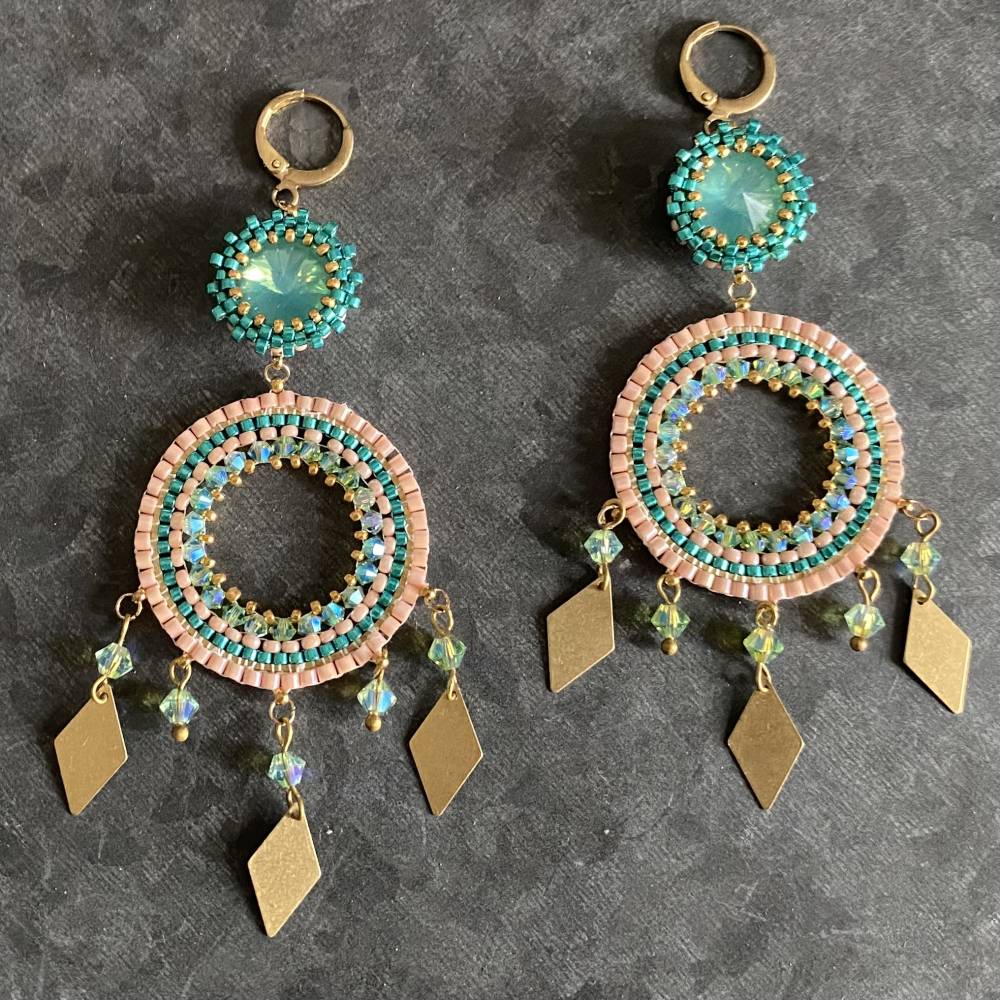 Karibik-Feeling für die Ohren: Statement-Ohrringe in Lachs & Türkis Bild 1