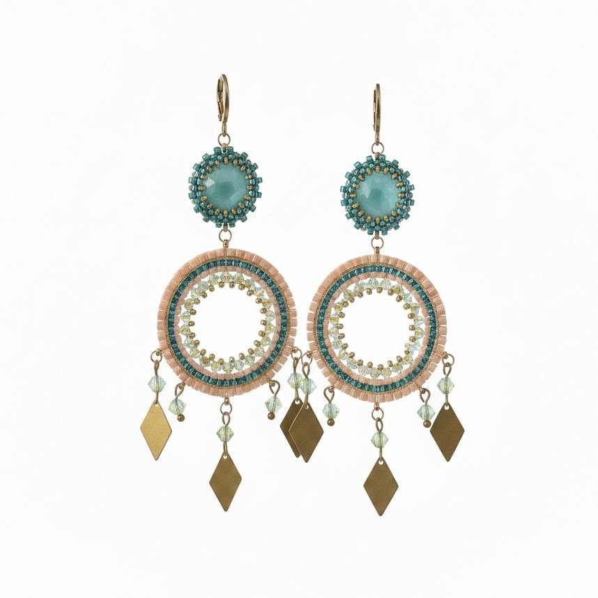 Karibik-Feeling für die Ohren: Statement-Ohrringe in Lachs & Türkis Bild 8