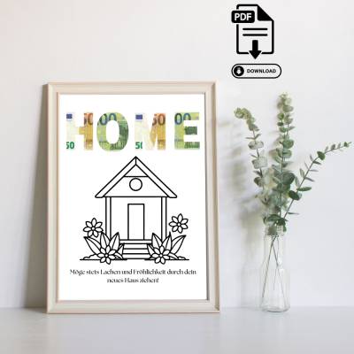 Geldgeschenk Einzugsgeschenk Wohnung oder Haus - Geldgeschenk zum Ausdrucken – Sofort PDF Download - Geld verschenken - 