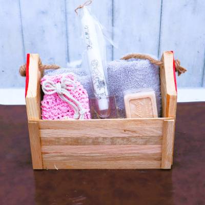 Geschenk Set Geschenk Idee Wellness Holzbox "Haus" Geburtstagsgeschenk