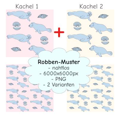 Nahtloses Robben-Muster als PNG in 2 Farbvarianten – Scrapbooking & Digital Art