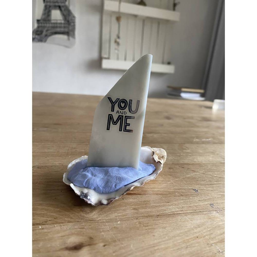 Muschelschiff You & me, Geschenk für Verliebte, Segelboot mit Spruch, kleines Mitbringsel Bild 1
