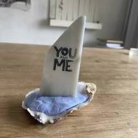Muschelschiff You & me, Geschenk für Verliebte, Segelboot mit Spruch, kleines Mitbringsel