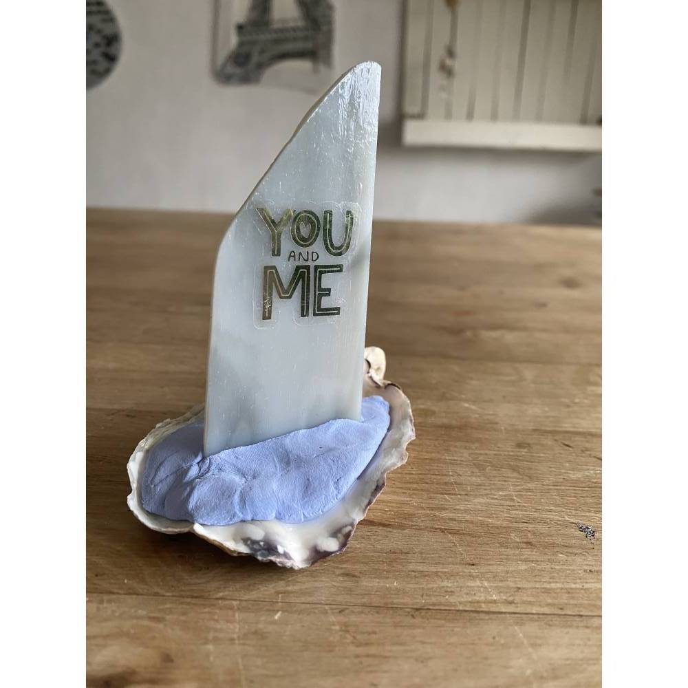 Muschelschiff You & me, Geschenk für Verliebte, Segelboot mit Spruch, kleines Mitbringsel Bild 2