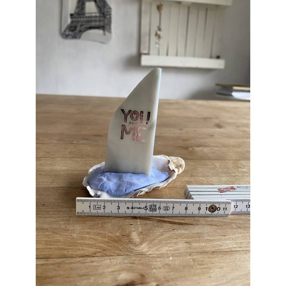 Muschelschiff You & me, Geschenk für Verliebte, Segelboot mit Spruch, kleines Mitbringsel Bild 7