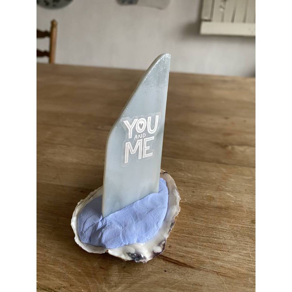 Muschelschiff You & me, Geschenk für Verliebte, Segelboot mit Spruch, kleines Mitbringsel Bild 9