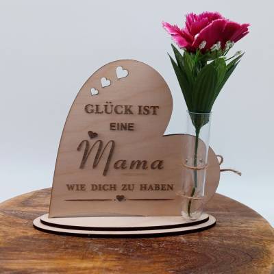 Mama Geschenk aus Holz, Muttertag, Geburtstag, Herz oder Haus