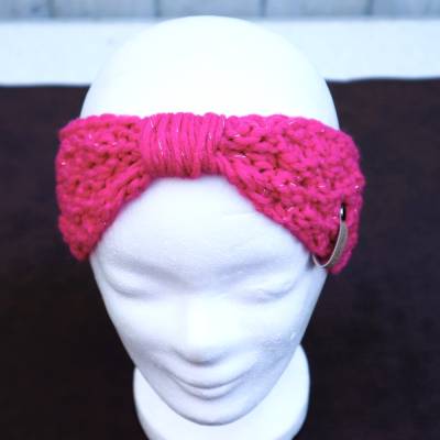 Stirnband Ohrenwärmer gestrickt Strickmode Stirnband Mütze pink