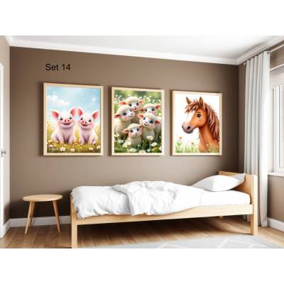 Bauernhof Poster Set Nr. 14/33 | 3er Set von DOPIXIO |  Tiere Kinderzimmer Deko | Digitaler Download 30x40