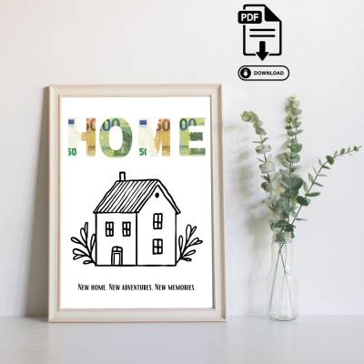 Geldgeschenk Einzugsgeschenk Wohnung oder Haus - Geldgeschenk zum Ausdrucken – Sofort PDF Download - Geld verschenken - 