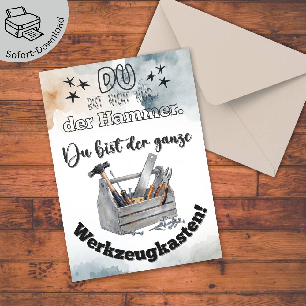 Vatertagskarte Papa Werkzeugkasten – PDF Download Bild 1