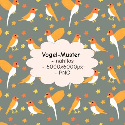 Nahtloses Vogel-Muster als PNG – Extravagantes Design für kreative Projekte