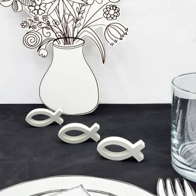 kleiner Deko-Fisch handgegossen – christliche Tischdeko & Geschenk zur Taufe, Kommunion & Hochzeit