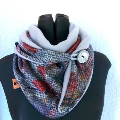 Schaltuch, Dreiecktuch, mit Knopf, Wickelschal, Tuch, Kuscheltuch, Wendeschal