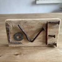 Love kleines Holzschild mit Botschaft, Upcycling, Spruchschild, kleines Geschenk