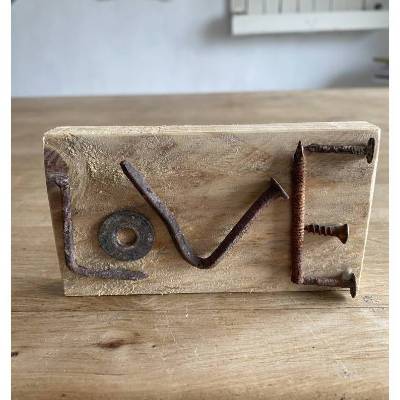 Love kleines Holzschild mit Botschaft, Upcycling, Spruchschild, kleines Geschenk