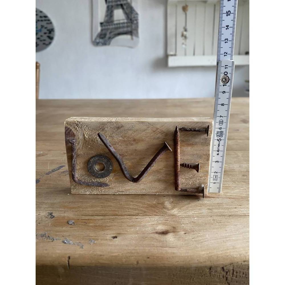 Love kleines Holzschild mit Botschaft, Upcycling, Spruchschild, kleines Geschenk Bild 7