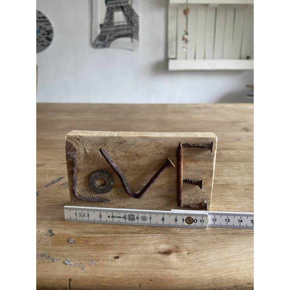 Love kleines Holzschild mit Botschaft, Upcycling, Spruchschild, kleines Geschenk Bild 8