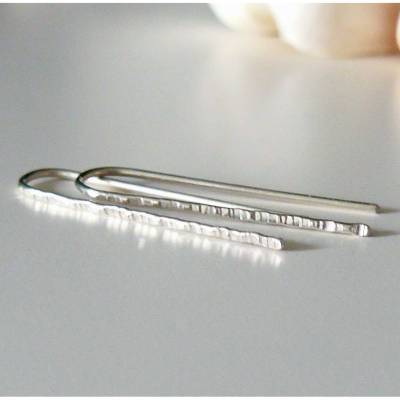 Gehämmerte Ohrringe Silber, offene Creolen gehämmert, Geschenk, Silberohrringe, Einfädler Ohrringe Silber