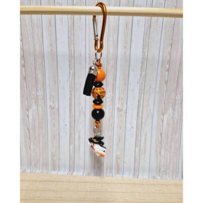 Handgemachte Schlüsselanhänger mit Silikonperlen und Holzperlen - Gespenst– Originelles Geschenk