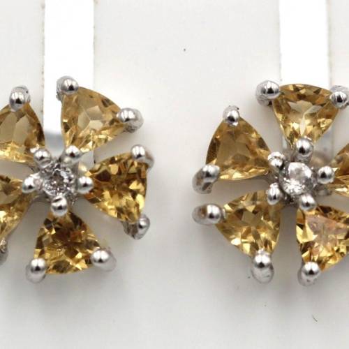 Edle 1,47 Carat Citrin Ohrstecker 925  Silber Ohrschmuck goldgelber Citrin top