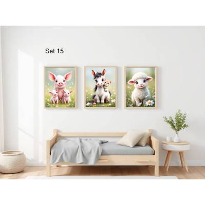 Bauernhof Poster Set Nr. 15/33 | 3er Set von DOPIXIO |  Tiere Kinderzimmer Deko | Digitaler Download 30x40
