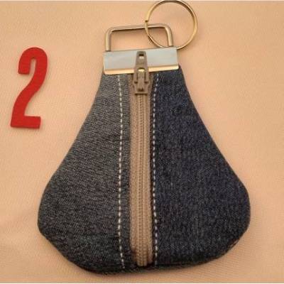 Schlüsseltasche Minibörse Upcycling Jeans Reißverschluss